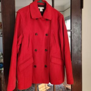 J.CREW Wool Cashmere Blend Double Breasted Preppy Pea Coat LTall
